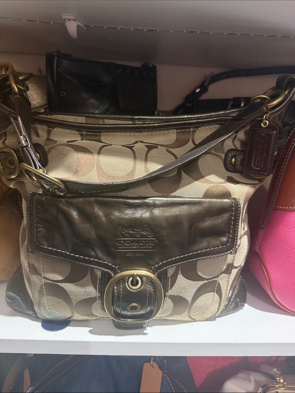 Coach   Bleecker RARE HOBO Signature C Bag with Metallic Brown